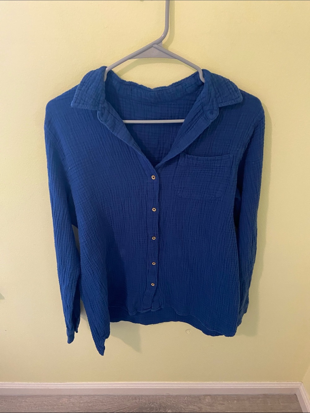 Women's Gauzy Button-Up Shirt - Blue